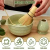 ensemble de fouets matcha élégants, service à thé matcha réutilisable, fabrication avec bol matcha en céramique, support de fouet matcha pour les amateurs de thé, 4 pièces