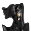 boucles d'oreilles à pampilles incrustées de pierres précieuses ovales de style ethnique rétro, bijoux à breloques de vacances à la mode et exagérés, cadeaux