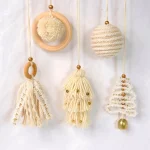 Ornement de Noël fait à la main de style bohème pour la maison, pendentif en macramé tissé à la main, décor d&rsquo;arbre, cadeaux de nouvel an