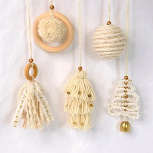 Ornement de Noël fait à la main de style bohème pour la maison, pendentif en macramé tissé à la main, décor d’arbre, cadeaux de nouvel an Ornement de Noël fait à la main de style bohème pour la maison, pendentif en macramé tissé à la main, décor d’arbre, cadeaux de nouvel an