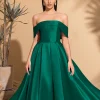 robe en satin à épaules dénudées avec cravate au dos, robe élégante et chic