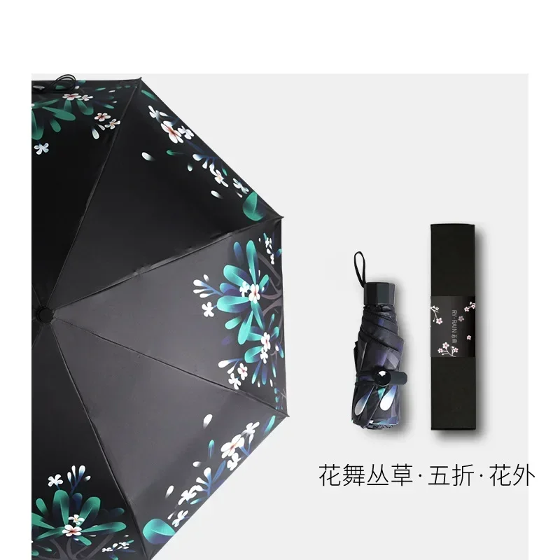 petit parapluie portable pour abri du vent, style artistique universitaire pour filles, belle couleur pure floraison dans l'eau petit parapluie portable pour abri du vent, style artistique universitaire pour filles, belle couleur pure floraison dans l'eau
