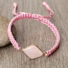 bracelet en corde tissée rose fleur de cerisier pour femmes, quartz rose naturel, pendentif en pierre d'oeil de chat, bijoux porte bonheur pour filles, cadeau