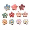 pendentif fleur de sakura en émail pour femme, aucun camélia, acier inoxydable, colliers de la présidence, bijoux en vrac exécutifs, breloque, lot de 6 pièces