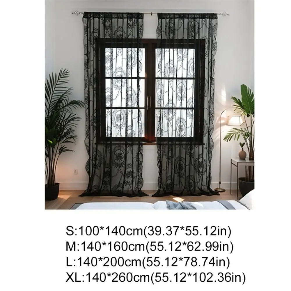 rideau floral en dentelle française, 2 pièces, élégant bord à volants, rideau de gaze rustique brodé, voile rétro pour chambre à coucher rideau floral en dentelle française, 2 pièces, élégant bord à volants, rideau de gaze rustique brodé, voile rétro pour chambre à coucher
