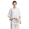 uniforme de chapelle tai en coton et lin pour femmes, tenue d'entraînement ba duan jin de marque haut de gamme, vêtements de chapelle tai blancs, nouveau style 2025