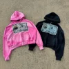 harajuku – sweat à capuche ample avec motif de portrait imprimé pour femmes, fermeture éclair, mode rétro, coton chaud, vêtements y2k pour hommes, streetwear décontracté