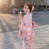 nouvelle mode personnelle rose douce fleur de cerisier fille japonaise voyage photographie améliorée kimono art photo photographie vêtements