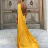 robe élégante à col licou pour femmes, couleur unie, épaules dénudées, sans manches, dos nu, slim, maxi, robes de soirée, été, automne, 2025