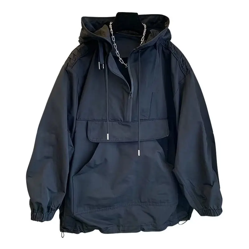 veste à capuche à manches longues pour hommes, manteau décontracté, grande poche, vêtements hip hop, sourire, patchwork, adt veste à capuche à manches longues pour hommes, manteau décontracté, grande poche, vêtements hip hop, sourire, patchwork, adt