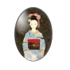 cabochon en verre avec photo ovale à dos pio, magnifique robe de geisha japonaise à la mode, 13x18mm/18x25mm/30x40mm
