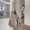 sac à main tricoté rétro pour femmes, nouvelle édition coréenne, sac tricoté de couleur unie, sac de voyage de grande capacité, automne hiver