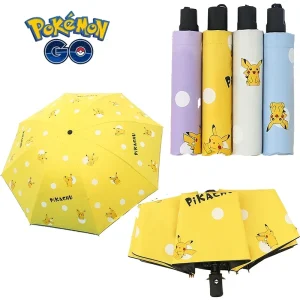 Pokemon Pikachu parapluie automatique pliant soleil pluie ou briller double usage parapluie hommes femmes parasol Protection solaire Protection UV
