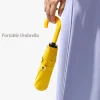 parapluie de poche à poignée en forme de u, paraguas anti uv, pare soleil, coupe vent, 3 parapluies portables pliants pour femmes