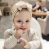 joli bandeau pour nouveau né fille, tricot élastique, turban pour enfants, nœuds en nylon doux, couvre chef pour enfants, accessoires pour cheveux