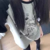 coton femme t shirts japonais t shirts graffiti impression décontracté mode camisetas été t shirt mignon y2k t shirts surdimensionné hauts