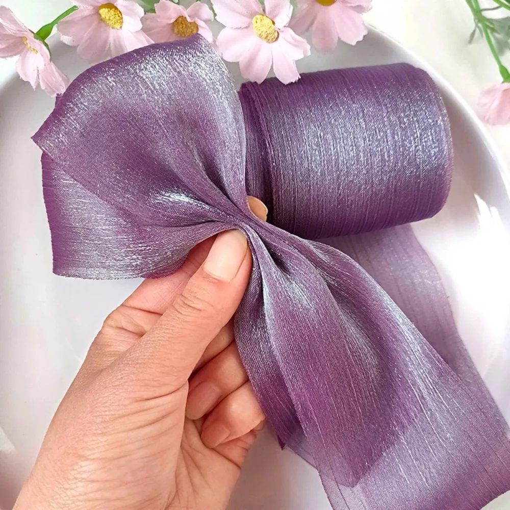 nouveau ruban en mousseline de soie plissée de 5m, 6cm de large, ruban à nœud pour bricolage, fil de tulle, bouquet de coiffure nouveau ruban en mousseline de soie plissée de 5m, 6cm de large, ruban à nœud pour bricolage, fil de tulle, bouquet de coiffure