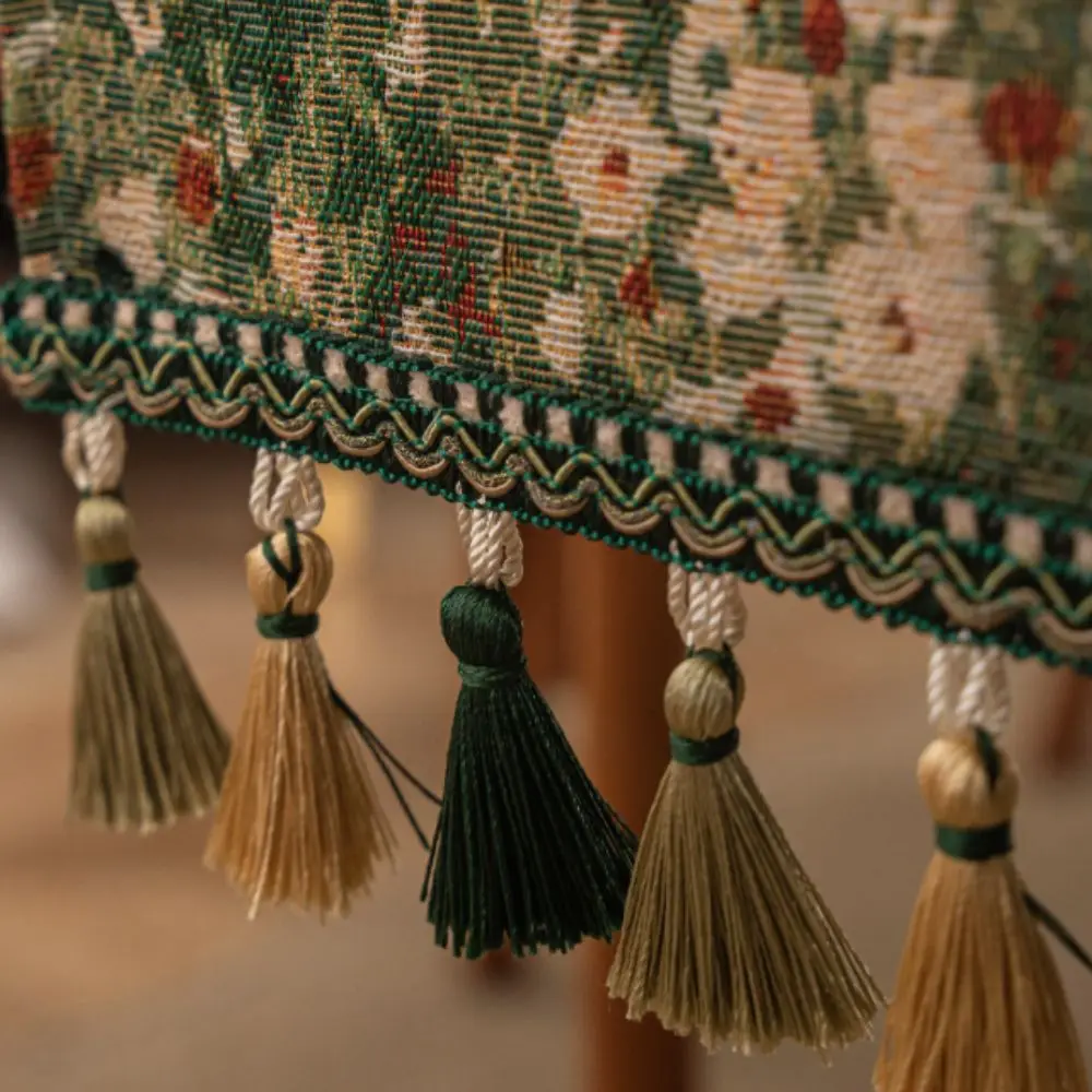 chemin de table jacquard vintage élégant, nappe épaisse à motif de fleurs avec nappe, couverture de table pour nouvel an chemin de table jacquard vintage élégant, nappe épaisse à motif de fleurs avec nappe, couverture de table pour nouvel an