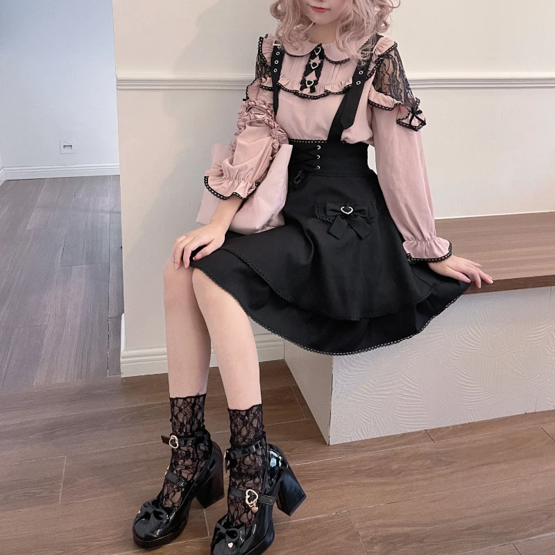 y2k bow blouse à volants femmes japonais jk kawaii dentelle chemise à volants harajuku mignon haut pour femme 2025 élégant lolita blusas camisas y2k bow blouse à volants femmes japonais jk kawaii dentelle chemise à volants harajuku mignon haut pour femme 2025 élégant lolita blusas camisas