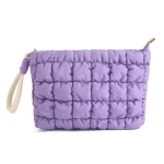 Pochette de maquillage bouffante de Style coréen, couleur unie avec fermeture éclair, sac à main nuage de grande capacité, sac à cosmétiques doux pour femmes et filles Pochette de maquillage bouffante de Style coréen, couleur unie avec fermeture éclair, sac à main nuage de grande capacité, sac à cosmétiques doux pour femmes et filles