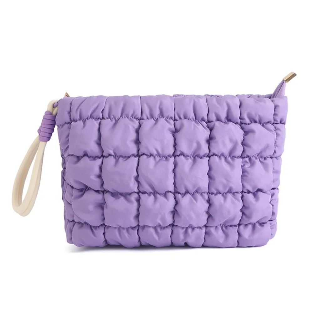 Pochette de maquillage bouffante de Style coréen, couleur unie avec fermeture éclair, sac à main nuage de grande capacité, sac à cosmétiques doux pour femmes et filles Pochette de maquillage bouffante de Style coréen, couleur unie avec fermeture éclair, sac à main nuage de grande capacité, sac à cosmétiques doux pour femmes et filles