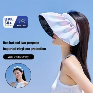 Chapeau de soleil d’été à double usage pour femmes, casquette de voyage en plein air, Protection UV, chapeau de plage de mer, visière à large bord Chapeau de soleil d’été à double usage pour femmes, casquette de voyage en plein air, Protection UV, chapeau de plage de mer, visière à large bord