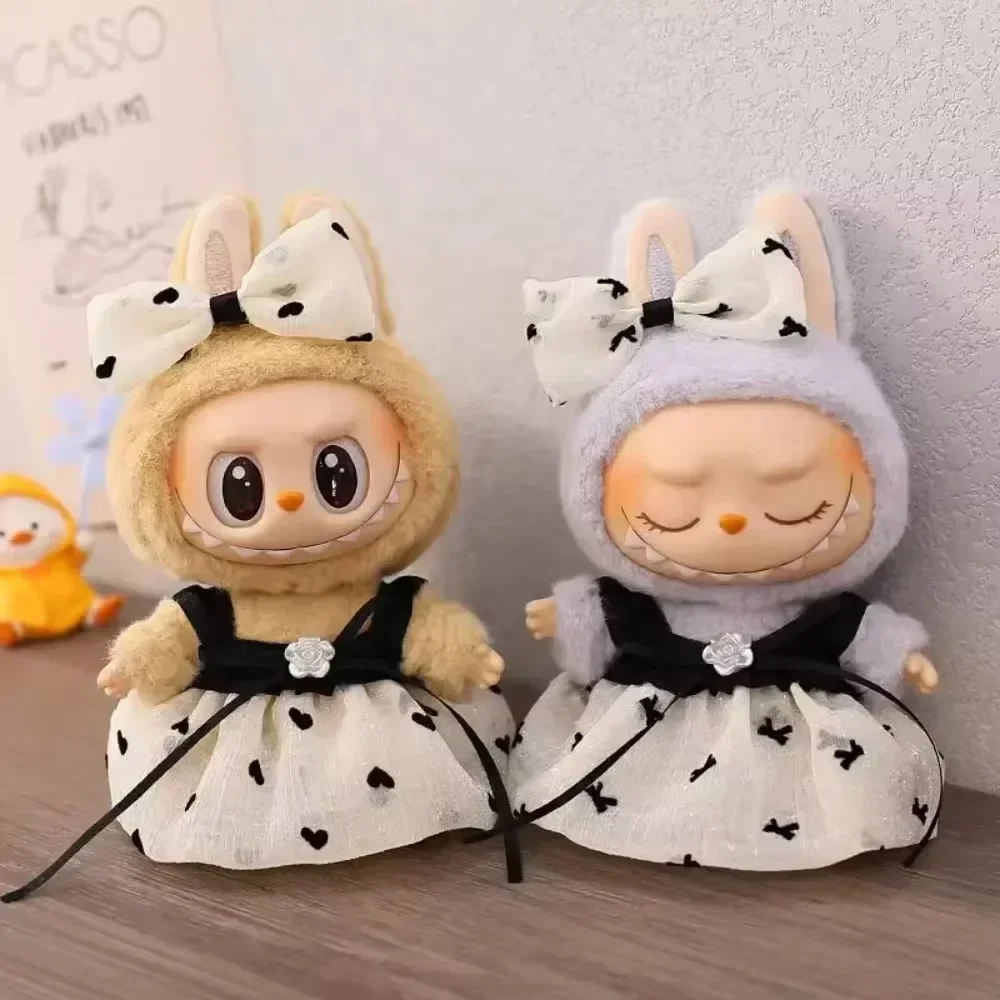 mini vêtements de course en peluche avec nœud en soie brillante rose, jupe menstruelle princesse, accessoires kpop, idole labubu, tenue coréenne, 17cm mini vêtements de course en peluche avec nœud en soie brillante rose, jupe menstruelle princesse, accessoires kpop, idole labubu, tenue coréenne, 17cm