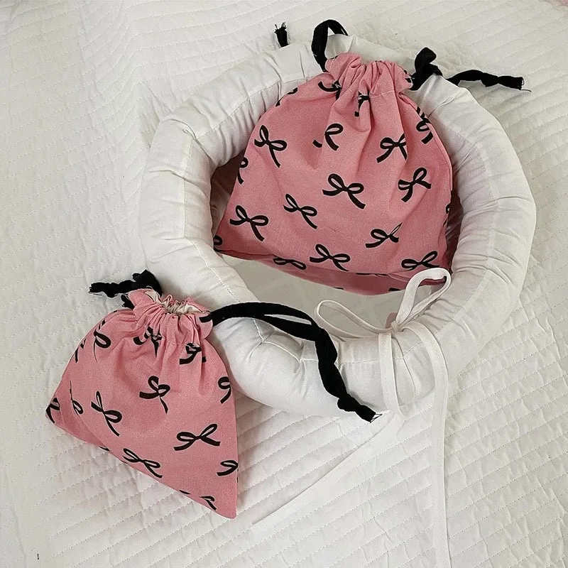 coréen bow proximity wstring poudres mini sac de rangement pour cosmétiques, y2k, sweet kawaii string, mini sac de rangement pour bol coréen bow proximity wstring poudres mini sac de rangement pour cosmétiques, y2k, sweet kawaii string, mini sac de rangement pour bol