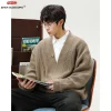 hanlu 2025 – cardigan kimono japonais pour hommes, vintage, style vieil argent, tricot lourd, patte asymétrique, manteau de luxe