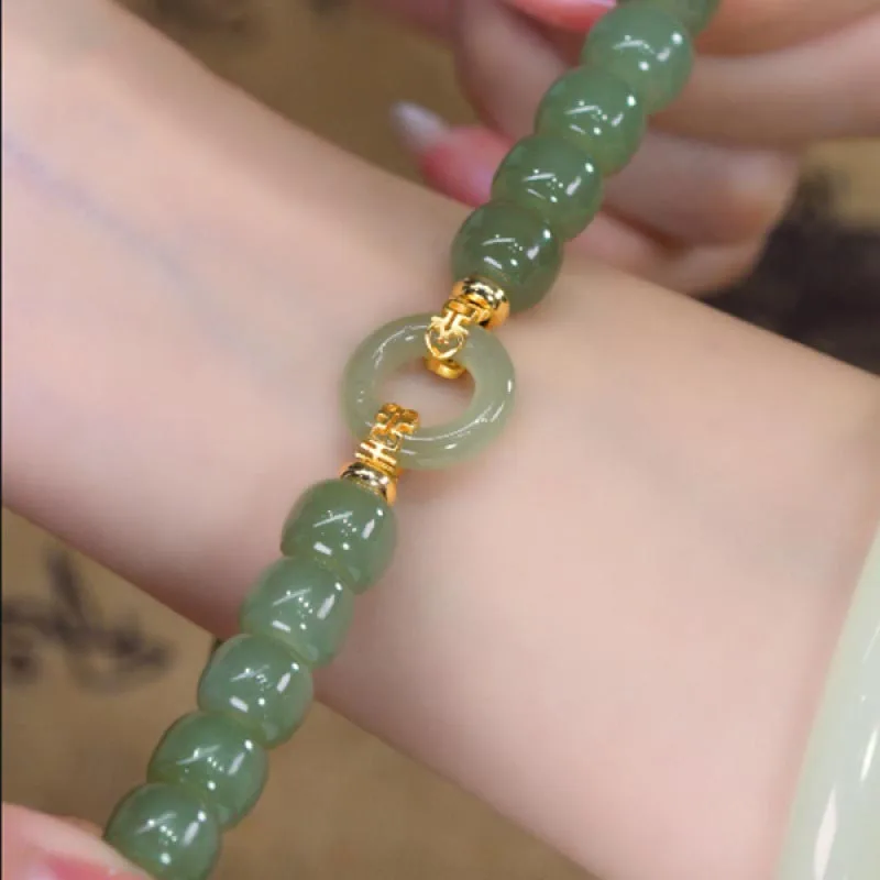 bracelet en jade hetian naturel pour femmes, élégant, rétro, ornements à main, bijoux décontractés, cadeau bohème, vintage, perles, mode bracelet en jade hetian naturel pour femmes, élégant, rétro, ornements à main, bijoux décontractés, cadeau bohème, vintage, perles, mode