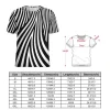 t shirt rayé noir et blanc pour hommes, conception de lignes abstraites, t shirts à col rond, t shirts à manches courtes, mode de plage, cadeau d'anniversaire
