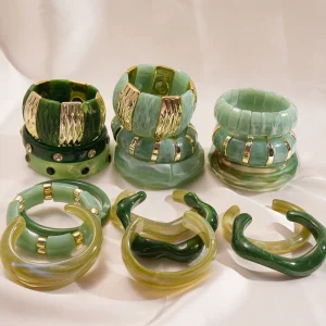 Bohomia – Bracelet géométrique irrégulier en acrylique vert pour femmes, plusieurs styles, bijoux empilables en résine Bohomia – Bracelet géométrique irrégulier en acrylique vert pour femmes, plusieurs styles, bijoux empilables en résine