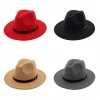 mode large bord britannique fedora chapeau occasion formelle gentleman hiver feutre chapeaux couleur unie décontracté laine chapeaux hommes femmes