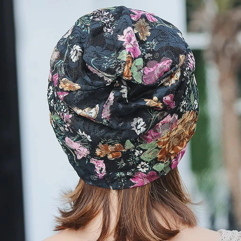 chapeau turban en dentelle florale, bonnet confortable et respirant, casquette de chimio, foulards de tête doux, couvre tête chapeau turban en dentelle florale, bonnet confortable et respirant, casquette de chimio, foulards de tête doux, couvre tête