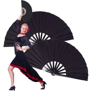 Éventails pliants noirs Vintage, éventail de Kung Fu pour fête de mariage, bricolage de poche, artisanat de danse, accessoires pour spectacle, mariage, fête