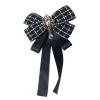 broche à nœud papillon réglable pour femmes, élégante pince à cravate pré nouée, ruban à carreaux, chemise à nœud col