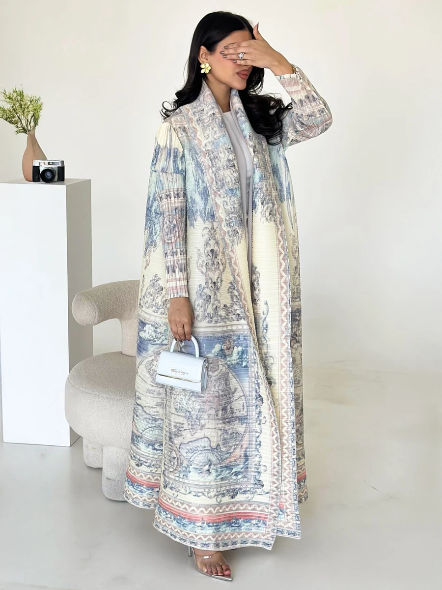 Robe plissée arabe dubaï pour femmes, vêtements de mode formels, Robe longue de soirée de luxe, grande taille, manteaux à manches longues Robe plissée arabe dubaï pour femmes, vêtements de mode formels, Robe longue de soirée de luxe, grande taille, manteaux à manches longues