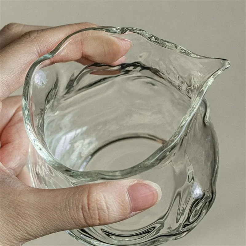 tasse juste japonaise de forme irrégulière de 180ml, distributeur de thé en verre à haute teneur en borosilicate résistant à la chaleur, service à thé chahai kung fu tasse juste japonaise de forme irrégulière de 180ml, distributeur de thé en verre à haute teneur en borosilicate résistant à la chaleur, service à thé chahai kung fu
