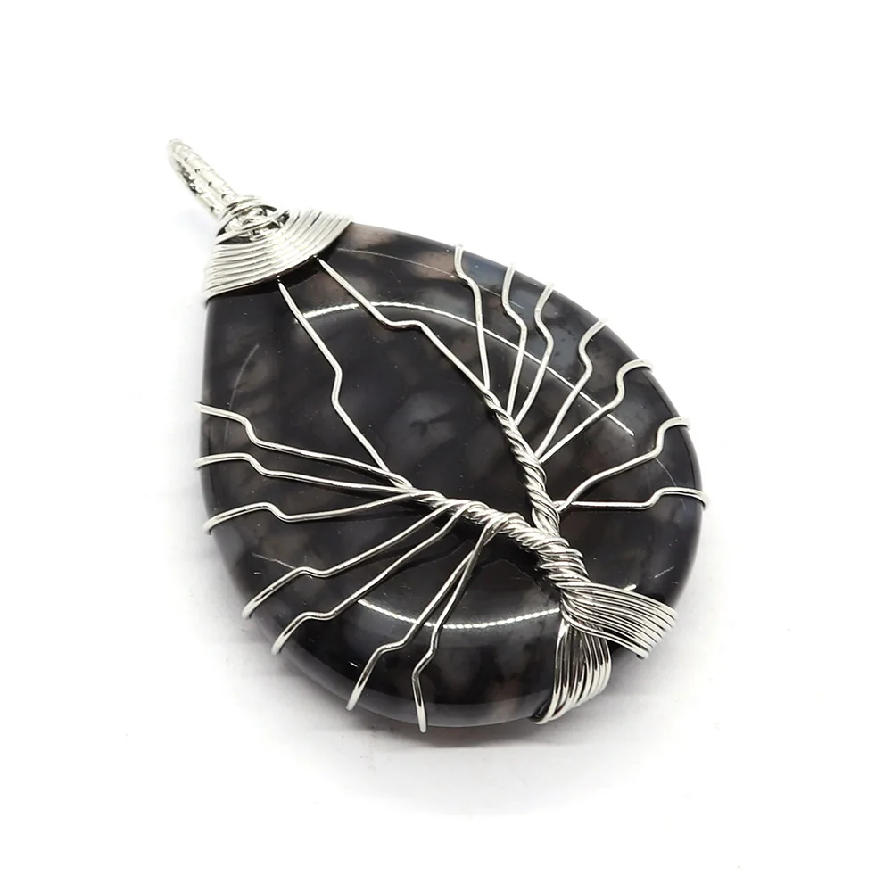 pierre naturelle arbre de vie motif dragon agate pendentif coloré 30x48mm fabrication de bijoux collier à faire soi même boucles d'oreilles accessoires cadeau pierre naturelle arbre de vie motif dragon agate pendentif coloré 30x48mm fabrication de bijoux collier à faire soi même boucles d'oreilles accessoires cadeau