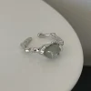 Bague en bambou plaqué argent Sterling 925, lave liquide, Jade Hetian, cadeau pour femmes et filles, bijoux Vintage irréguliers, livraison directe