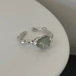 Bague en bambou plaqué argent Sterling 925, lave liquide, Jade Hetian, cadeau pour femmes et filles, bijoux Vintage irréguliers, livraison directe Bague en bambou plaqué argent Sterling 925, lave liquide, Jade Hetian, cadeau pour femmes et filles, bijoux Vintage irréguliers, livraison directe