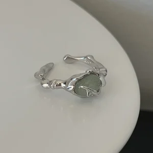 Bague en bambou plaqué argent Sterling 925, lave liquide, Jade Hetian, cadeau pour femmes et filles, bijoux Vintage irréguliers, livraison directe