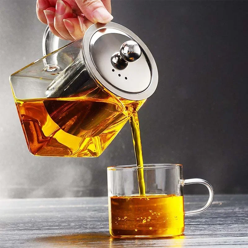 théière en verre résistant à la chaleur avec infuseur à thé en acier inoxydable, filtre, bouilloire à thé aux fleurs, service à thé kung fu, théière puer oolong théière en verre résistant à la chaleur avec infuseur à thé en acier inoxydable, filtre, bouilloire à thé aux fleurs, service à thé kung fu, théière puer oolong