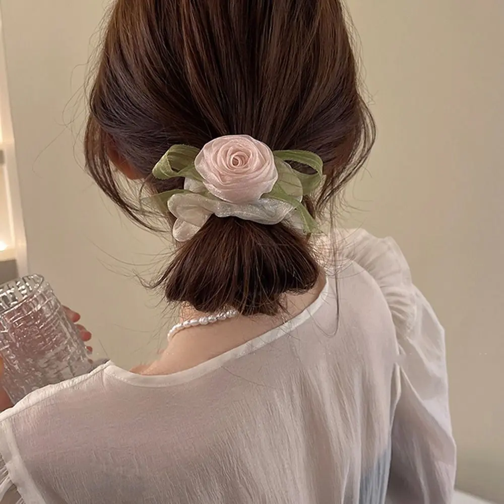 chouchous à fleurs de rose en maille, accessoires pour cheveux, cravates simples, anneau de cheveux, porte queue de cheval, ulà cheveux de style coréen, cadeau chouchous à fleurs de rose en maille, accessoires pour cheveux, cravates simples, anneau de cheveux, porte queue de cheval, ulà cheveux de style coréen, cadeau