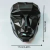 masque de fête géométrique futuriste style technique noir avec bouche en maille respirante parfait pour les fêtes à thème de cosplay d'halloween