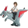 costume de cavalier de dragon gonflable pour halloween, déguisement de dinosaure gonflable avec ailes et cornes, costume de cosplay
