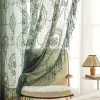 rideau floral en dentelle française, 2 pièces, élégant bord à volants, rideau de gaze rustique brodé, voile rétro pour chambre à coucher
