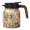 théière à motif floral de 1000ml, bouilloire à thé florale vintage en acier inoxydable, infuseur intégré, théière isolée pour boissons chaudes
