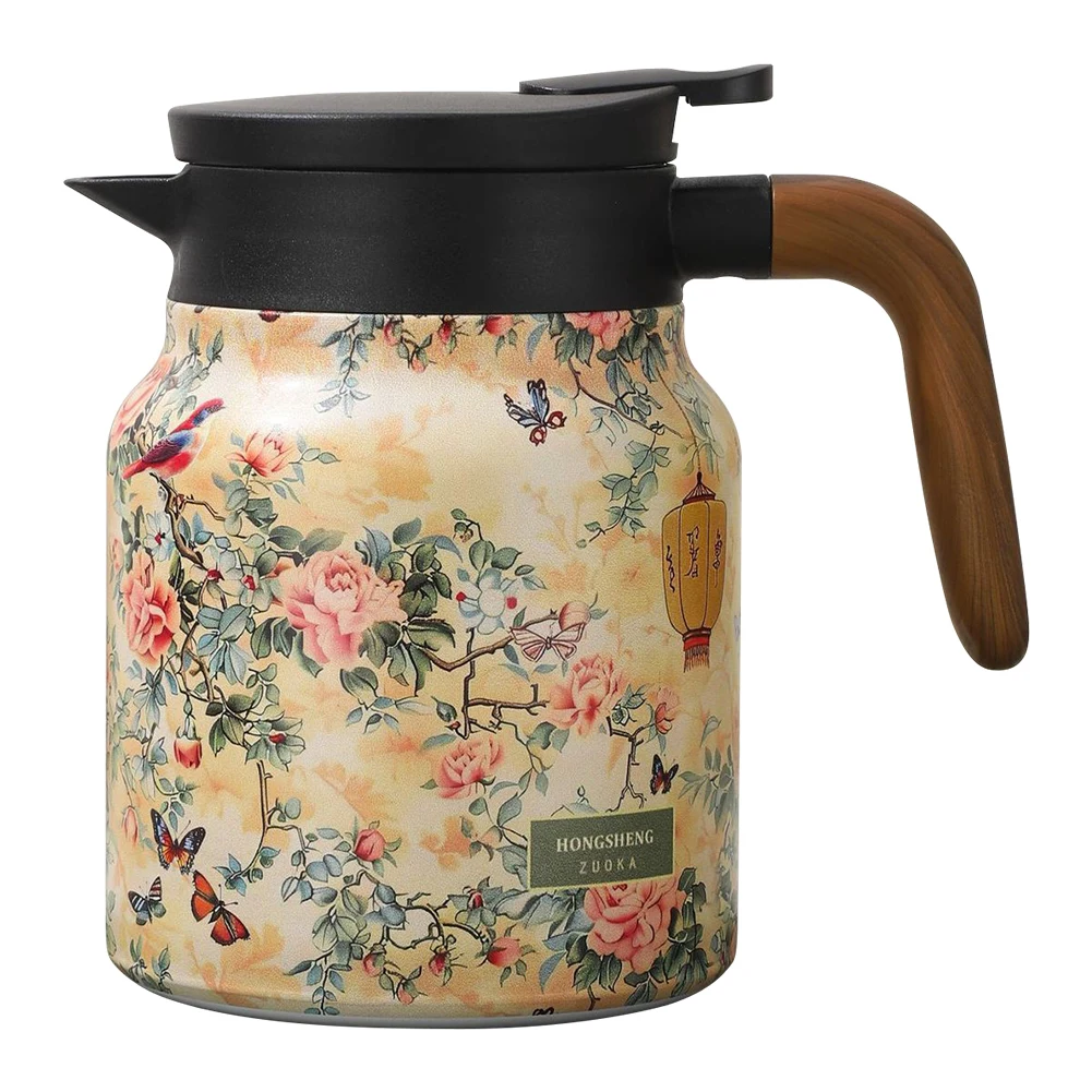 théière à motif floral de 1000ml, bouilloire à thé florale vintage en acier inoxydable, infuseur intégré, théière isolée pour boissons chaudes théière à motif floral de 1000ml, bouilloire à thé florale vintage en acier inoxydable, infuseur intégré, théière isolée pour boissons chaudes