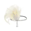 bandeau en plumes élégant et tendance des années 1920, bandeau de cheveux vintage pour mascarade, maquillage de fête, accessoires pour cheveux en diamant, spectacle sur scène